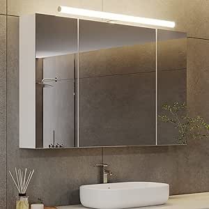 Vonios kambario spintelė su veidrodžiu ir LED apšvietimu