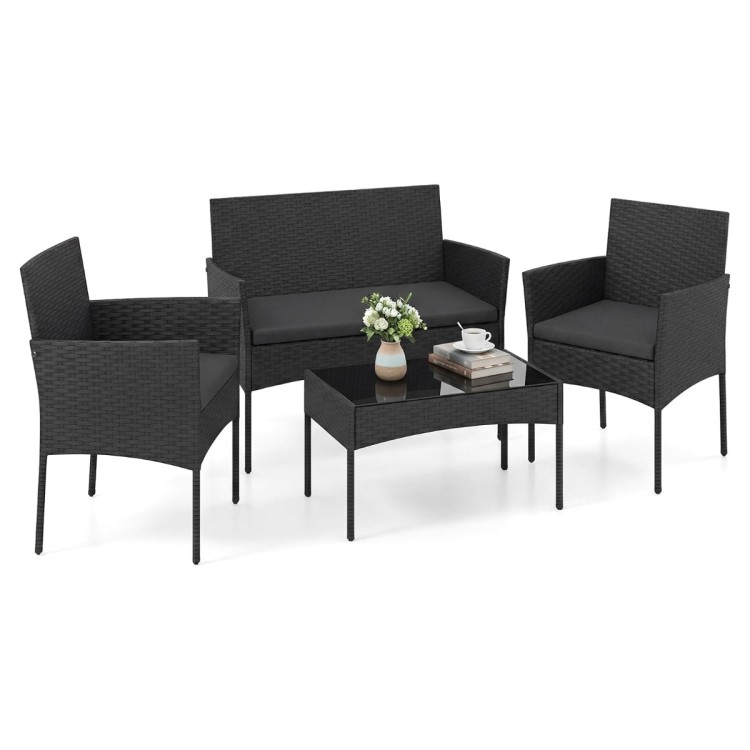 Lauko baldų komplektas: dvivietė sofa, 2 krėslai ir staliukas