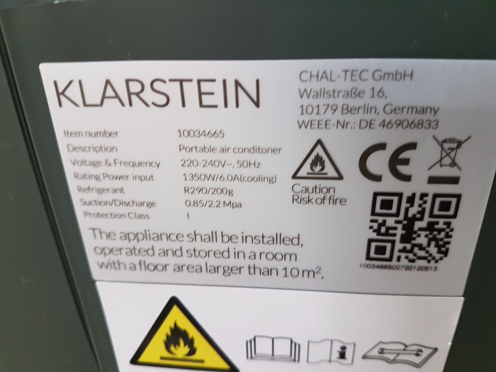 Kondicionierius "Klarstein Kraftwerk Smart 12K", su defektu